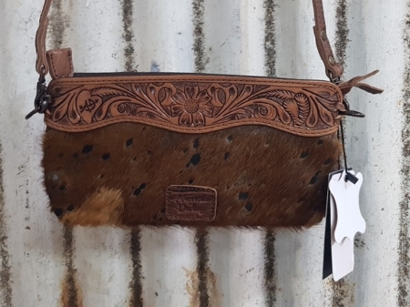American Darling Tooled Leather & Cowhide Crossbody Bag - Roundyard